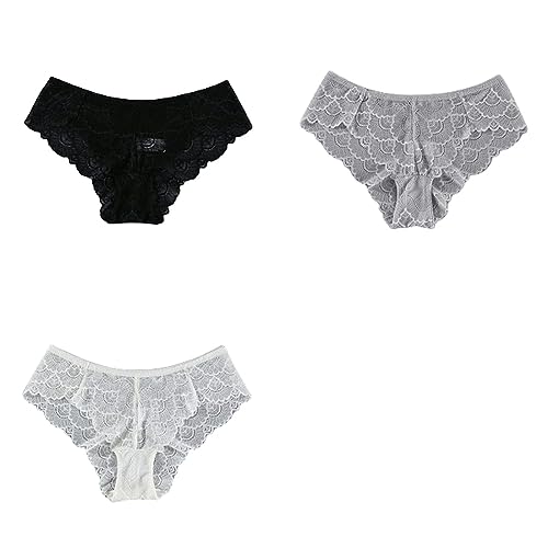 Culotte en dentelle pour femmes lot de 3 culottes taille basse invisibles et anti-marques M