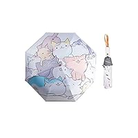 Vaceer Children Folding Umbrella Automatic Umbrella With Cat Cartoon Strong Windproof And Uv-resistant Travel Umbrella Compact Umbrellas For Girls And Boys