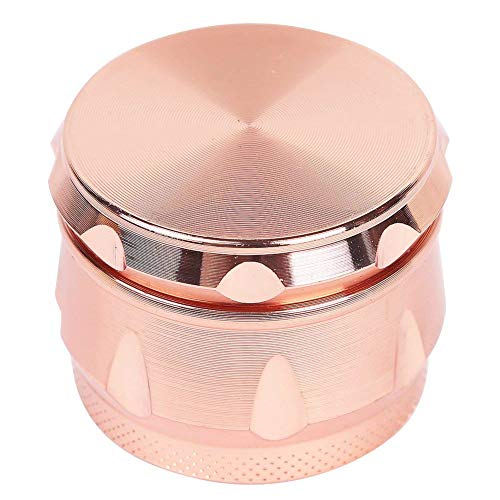 KAISHANE Herb Grinder Metal Spice Mill Manual Aleación de Zinc Oro Rosado Portátil 4 Piezas Juego 40 mm En Forma de Tambor para Hierbas secas y Tabaco con recolector de Polen/rascador