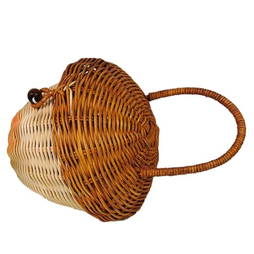 Panier tressé portable rotin couvercle petit rangement table