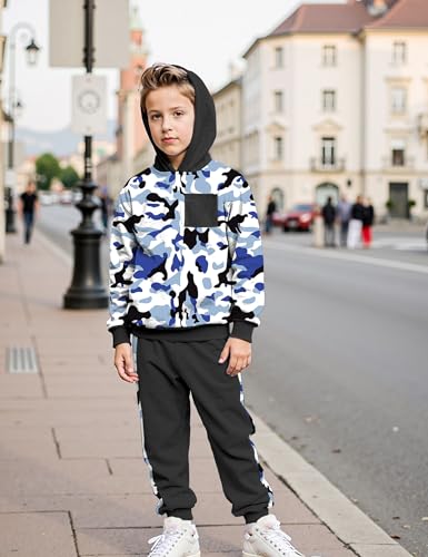 Image of Boys Clothes Fall Winter Outfits Camouflage Long Sleeve Hoodie and Pants 2PC Kids Clothes Boys for 5-14 Years
