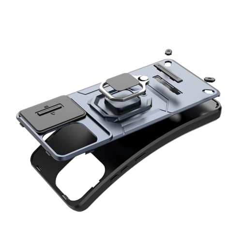 Image of Kapa Armor Slider Back Cover for Oppo K13 5G | Inbuilt Ring + Camera Slider Shockproof Lens Protection Bumper Back Case (Blue)