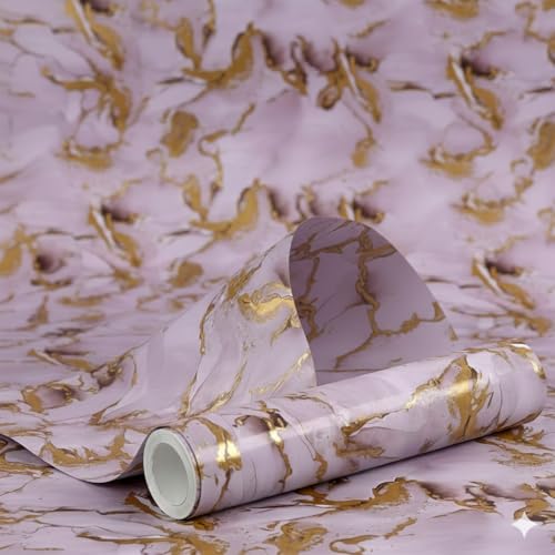 Image of VKR Waterproof Peel & Stick Wallpaper Roll | Removable Self Adhesive Vinyl Sheet for Kitchen Counter, Cupboards, Tables & Furniture Covering (Pink Gold, Pack of 1)