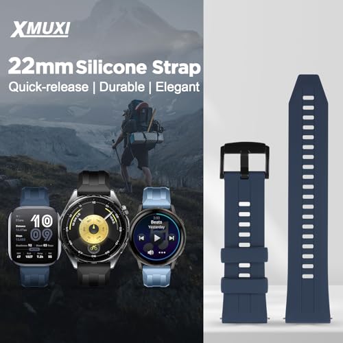 Image of XMUXI 22mm Watch Strap Compatible with Huawei Watch GT6 Pro GT 6 /5 /4 /3 46mm Straps Quick Release for bip 6 /Venu3 /Venu4 45mm /Vivoactive 4,Galaxy Watch 3 45mm Silicone Bands (NO WATCH)