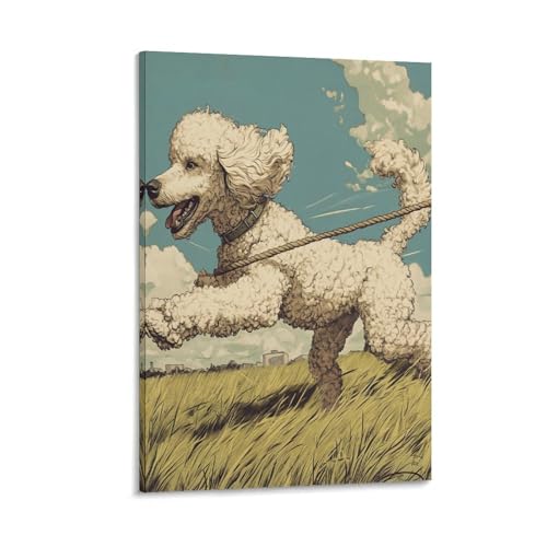 Impression sur Toile Caniche 40x60cm | Cadre Décoration Murale Salon Moderne
