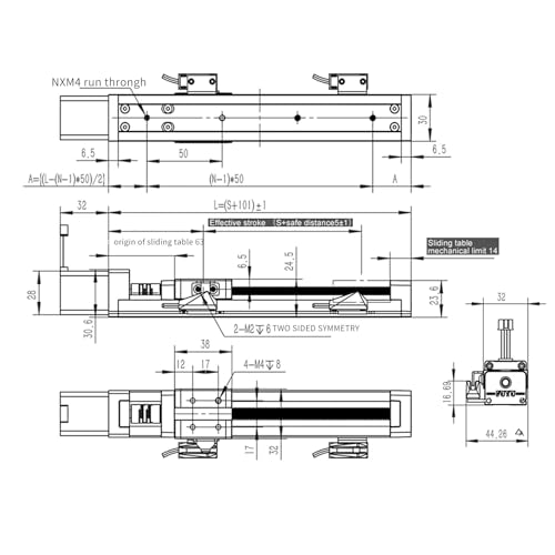 FUYU FSK30J Mini-Linearführungsschiene Kugelumlaufspindel Linearantrieb linearer kleiner CNC Nema-11 Schrittmotor 350mm Hub