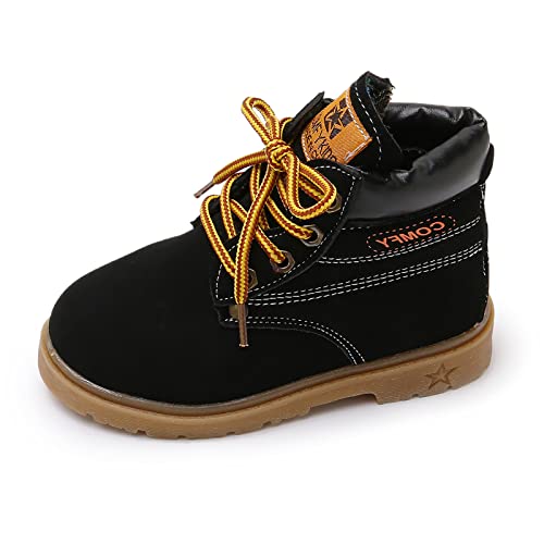 SOFMUO Baby Kids Boots - Boys Girls Rubber Sole PU Leather Warm Winter Shoes Hiking Snow Ankle Boots Toddler/Little Kid