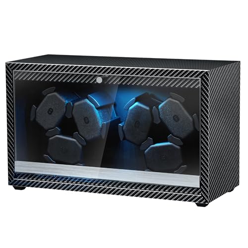Mcbazel Remontoir Automatique pour 6 Montres, Moteur Ultra Silencieux avec Lumière LED, Boîte de Présentation avec 4 Modes de Rotation, Alimenté par USB