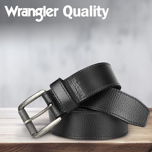 Wrangler Men's Pebble Leather Belt, 38mm Roller Buckle Casual Everyday Belt for Jeans, Gift for Men4