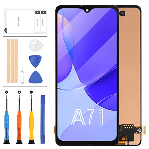 Sostituzione dello Schermo per Samsung Galaxy A71 A715 A715F A715FD 6.7 Display LCD Touch Screen Digitizer Assembly Sensore Full Glass Len Kit con Strumenti Gratuiti Nero Senza Telaio