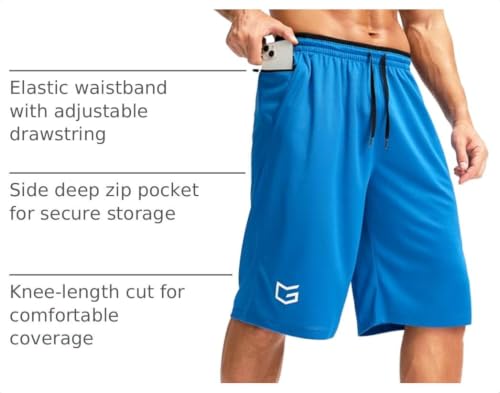 Image of G Gradual Men's Long Basketball Gym Shorts 9 inch /11 inch with Pockets