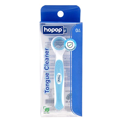 Image of Hopop BPA Free Tongue Cleaner Toothbrush 100% Safe For Kids Age From 1-3 Years (1 Pc, Blue)
