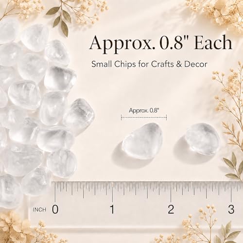 Image of Polished Stone Set Clear Quartz Crystals, 0.8 inch Handpicked Tumbled Gemstones Jasper Rocks, Pebbles for Reiki, Chakra, Healing, Home Decor