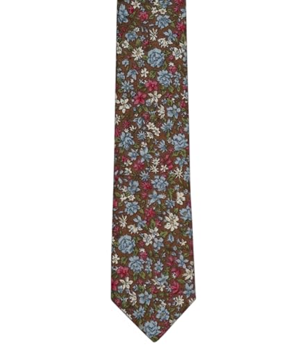 Image of BELLUNO Men's Cotton Floral Skinny Tie, 2.5 inch Width, with Gift Box