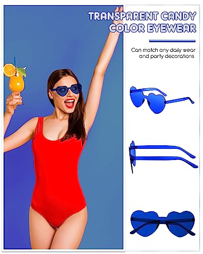 Frienda 20 Pairs Heart Shaped Sunglasses Rimless Candy Color Glasses for Women Men Party Favor3