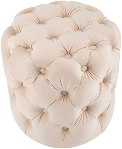 CLP Sitzhocker Samt rund Drancy, gepolstert mit Zierknöpfen, Chesterfield-Optik, Polsterhocker für Wohnzimmer & Schlafzimmer, Farbe:Creme, Größe:M CLP Sitzhocker Samt rund Drancy, gepolstert mit Zierknöpfen, Chesterfield-Optik, Polsterhocker für Wohnzimmer & Schlafzimmer, Farbe:Creme, Größe:M
