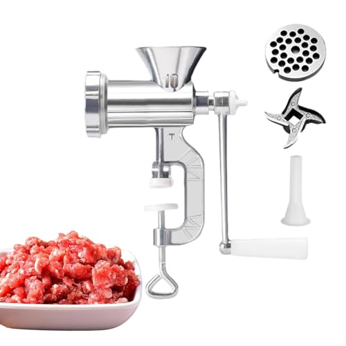JIEBWCHA Picadora De Carne De Aluminio, 28 * 26,5cm De Salchichas Multifuncional, Robusta Máquina Embutidora De Salchichas, Manivela Carne Picadora De Verduras, Máquina Manual De Enema De Salchichas