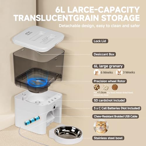 Automatic Cat Feeder with Camera, 6L Cat Food Dispenser, Scheduled Auto Pet Feeder, Smart App Remote Monitoring with Night Vision, 5G/2.4G WiFi, Low Food Alerts,2-Way Audio - Image 7