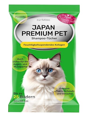 Japan Premium Pet Katzenshampoo Handtuch | Reinigungstücher, die wie Trockenshampoo für Katzen wirken | Reinigen & desodorieren mit unserem...