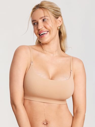 Image of MOMANDA Ribbed Nursing Bras for Breastfeeding | Maternity sleep bralettes, Wireless, Seamless, Soft lift, Comfy, For women