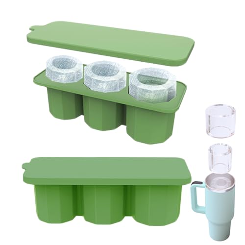 Generic Ice Pop Mold Cup 30 40 oz,Ice Cube Tray for Tumbler Cup Silicone Ice Cube Tray with Lid for Tumbler Cups, for Freezer Ice Drink Chilling Cocktails Whiskey (Green)