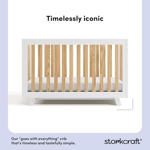 Image of Storkcraft Beckett 3-in-1 Convertible Crib, White and Natural