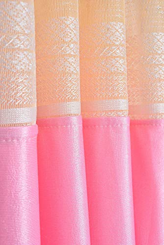 Image of Polyester Floral Patch Printed Curtains for Home Decor, Windows, Door, Long Door (Set of 2 Pcs) (Pink 7 Feet)