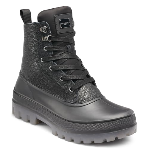 KARL LAGERFELD Men's Mid Height Performance Polar Fleece Lining & Translucent Sole Boot Combat