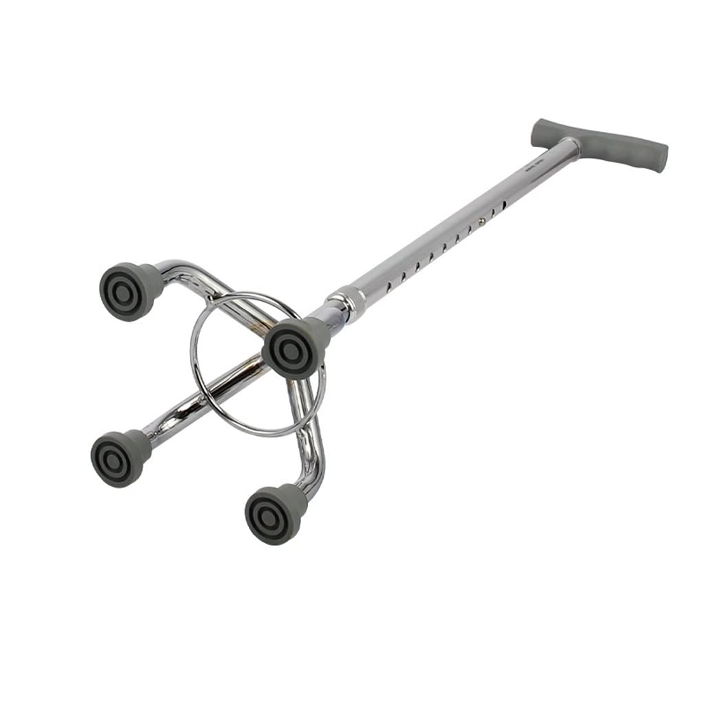 Bastone telescopico Multifunzionale Leggero e Portatile per Anziani, Regolabile in Altezza, a Quattro Gambe, galvanizzato.