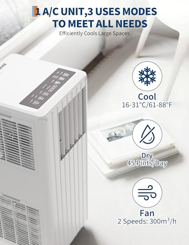 Image of Garvee 8000 BTU Portable Air Conditioner, Complete Window Kit & Remote Included - Easy Setup, Cools 350 Sq. Ft Rooms, 24-Hr Timer, Sleep Mode, Quiet Operation, White