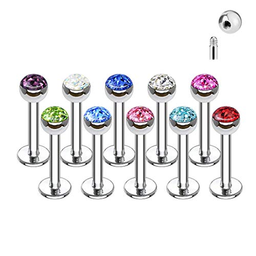 Forbidden Body Jewelry 16g 8mm Surgical Steel Ferido Crystal 4mm