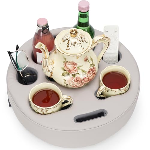 Image of Couch Cup Holder Pillow - Cup Glass Cozy Pillow | Couch Caddy Sofa Bed Buddy Holds Drinks, Snacks, Remote, Phones, Tablet. Keep Drinks Stand and Prevent Spills for Car, Park，Beach, Picnic. (PU Gray)