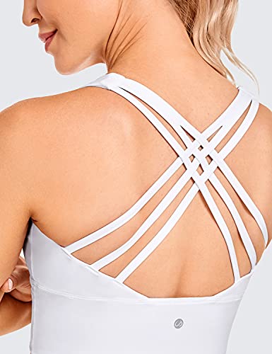 Image of CRZ YOGA Naked Feeling Scoop Neck Sports Bras | Medium Support, Removable Pads, Yoga, Sleek, Longline, Strappy Back, for Women