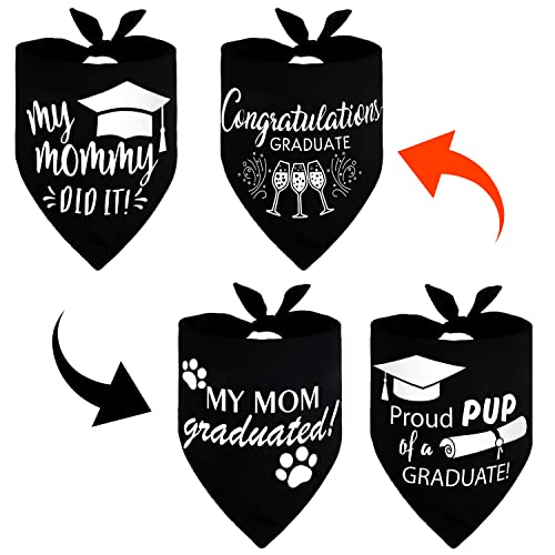Whaline 2 Pack Graduation Dog Bandana Reversible Doggy Graduation Cap Triangle Bibs Adjustable Pet Kerchief Scarf Outfit Costume Washable Neckerchief for Dog Cat Everyday Wear Party Accessories