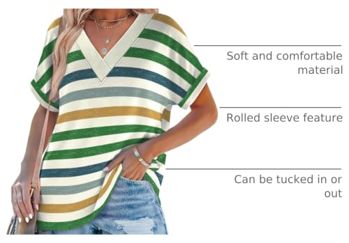 Image of WIHOLL Womens Summer Tops Short Dolman Sleeve Shirts 2026 Fashion V Neck Outfits Clothes