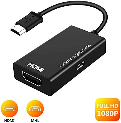 MHL Micro USB to HDMI, MHL to HDMI, Micro USB to HDMI Adapter with Video Audio Output, Micro USB to HDMI Converter 1080P HDTV （Black）