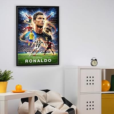 Ronaldo Poster, Famous Soccer Player Posters, Cristiano Ronaldo Posters For Boys Bedroom, Soccer Wall Art, Gift for Fan Football, Cristiano Ronaldo Wall Art, Living Room Sport Room Gift for Fan Football - 8x10 Inches