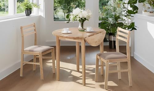 CARTESIAN-Drop Leaf Dining Set-Natural Wood