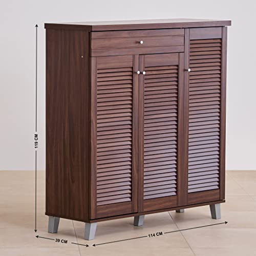 Image of Home Centre Lewis NXT 26 Pairs Shoe Cabinet with Drawer - Brown