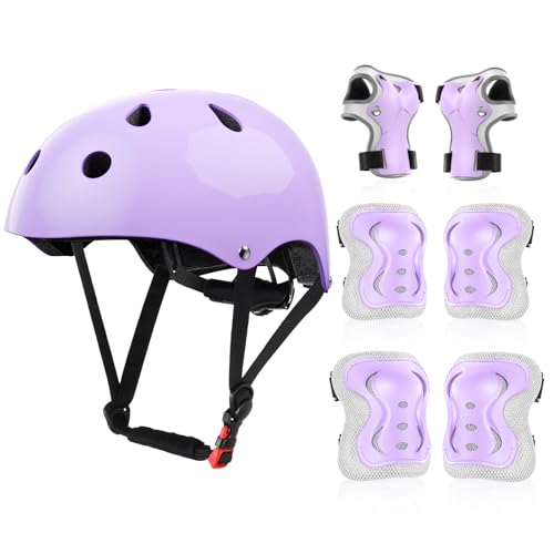Protecciones Patines Niña e Niño con Casco, 3-10 años Equipo de Protección Infantil Rodilleras para Patines, Skate, Scooter, Bicicleta