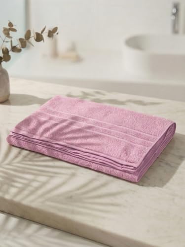 Image of Monte Carlo Essential 100% Cotton Bath Towel | 340 GSM Ultra Lightweight & Quick Dry | Soft Absorbent Large Towel 75x150 cm | Skin Friendly Daily Use Bathroom Towel for Men & Women (Soho) | Pink