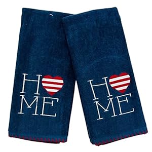 Serafina Home Americana Red and White Embroidered Cotton Hand Towels, 2 Count, Medium, 26" x 16" Inches Serafina Home Americana Red and White Embroidered Cotton Hand Towels 2 Count Medium 26 x 16 Inches