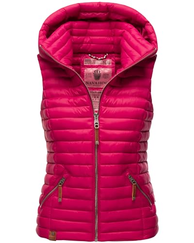 Navahoo Damen Steppweste Bodywarmer Übergangsjacke Weste mit abnehmbarer Kapuze Shadaa XS-3XL (DE/NL/SE/PL, Alphanumerisch, XS, Regular, Regular, Fuchsia)