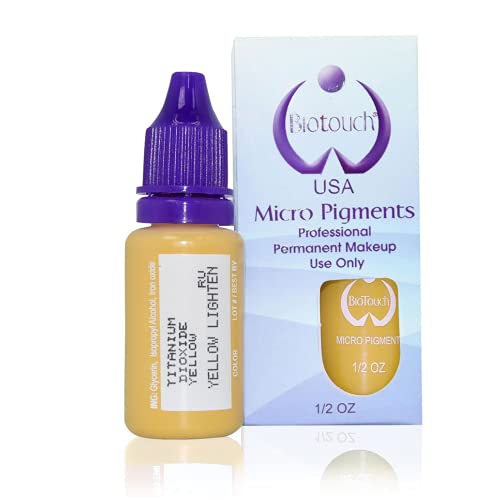 Micropigment BIOTOUCH YELLOW LIGHTEN Permanent Makeup Cosmetic Tattoo Ink Supplies Colors Eyebrow Shading Microblading Ombre Feathering Hair Stroke LARGE Bottle 15ml