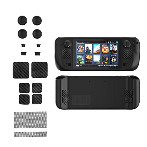 Image of Steam Deck Accessories, Steam Deck Touch Protector, Steam Deck Dust Plug, Steam Deck Silicone Thumb Grip Caps, Vent Dust Filter Cover with Trackpads Skins - 9 in 1