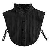 Col de chemisier de style victorien - ce col amovible pour femmes en blanc et noir, dispose d'un design joliment ajusté, sans manches, rétro et élégant, amovible et réglable, peut être porté avec votre pull, rendant votre robe plus formelle et élégante, adapté à une variété d'occasions.