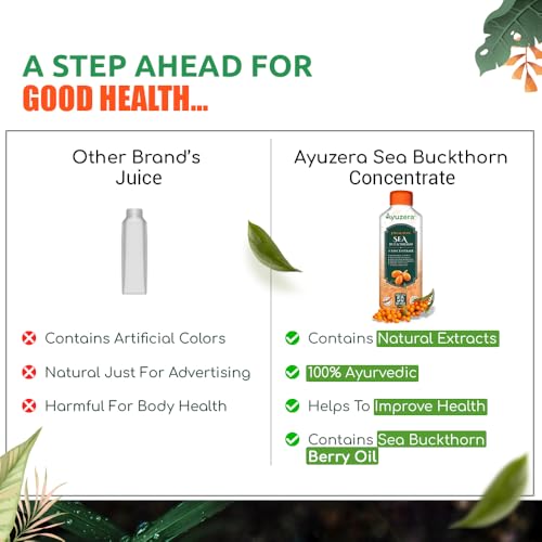 Image of Ayuzera Himalayan Sea Buckthorn Pulp Concentrate 300ml | Liquid Supplements | Makes up to 50 Glass Juice (Rich in Vitamin C) | Lab Tested | Omega 3, 6, 7, and 9, and Antioxidants | (1)
