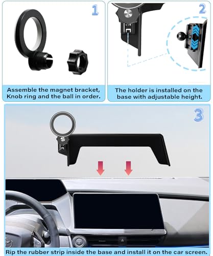 Image of Car Phone Holder for Toyota Prius 2023 2024 2025 2026 Accessories | 12.3-inch Screen Clip-On MagSafe Strong Magnetic Cell Phone Mount, 360 Rotatable Hands-Free Holder, Not Block Air Vents