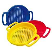 Spielstabil 3 Pack Large Sand Sieve Beach Toy (1 Red, 1 Yellow, 1 Blue) - Made in Germany