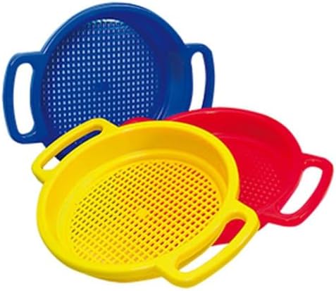 Spielstabil Beach Toys Bundle – Large Sand Sieve and Sand Sifter 3 Pack, Durable Toddler Beach Toys for Ages 2.5 and Up, Made in Germany